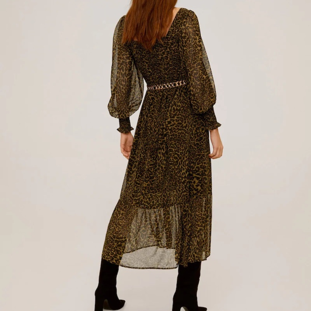 Mango Leopard Midi Dress Size S - Picture 2 of 10